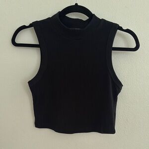 Black mock neck tank top